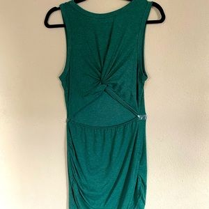 Green, open hole jersey dress
